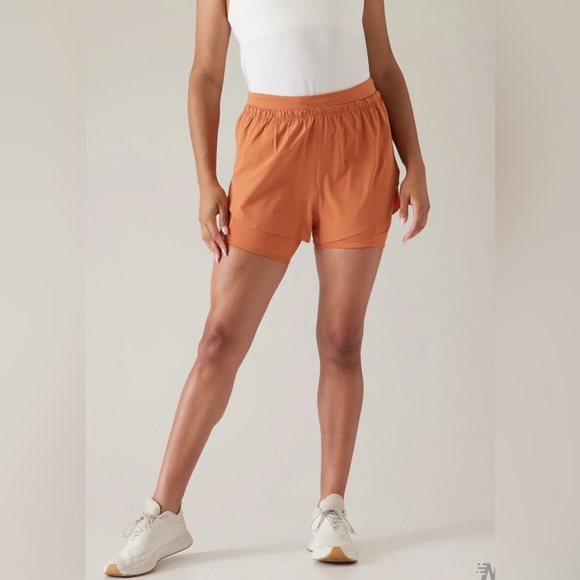 Athleta Mile Marker Burnt Orange 2-1 Shorts | XS - Picture 1 of 8